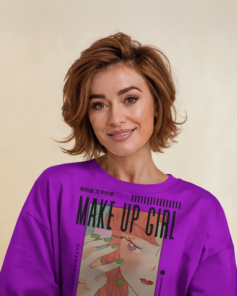 Soft Studio T Shirt Mockup Female Model Smiling Against Warm Beige Background Cozy And Inviting Aesthetic 0718