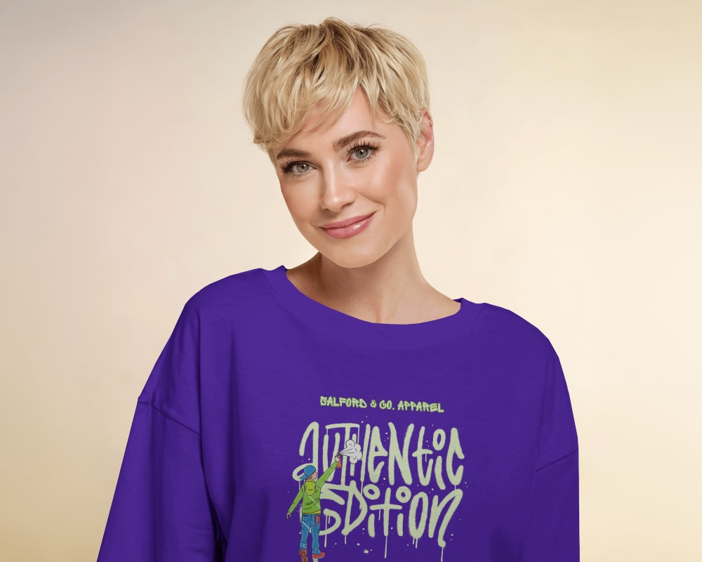 Warm Studio T Shirt Mockup Female Model With Short Blonde Hair Soft Smile And Cozy Lighting Modern And Casual Look 0734