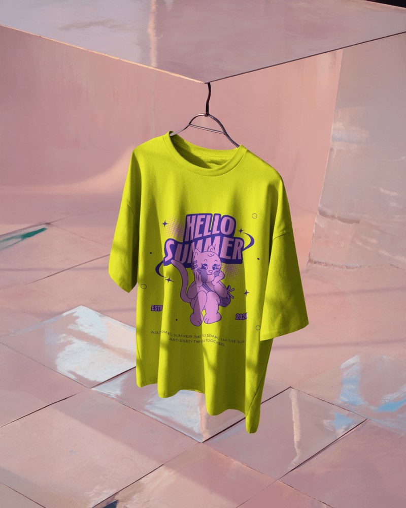 Minimal Hanging T Shirt Mockup White Tee On Metal Hanger With Soft Shadows Reflective Pink Architectural Background Modern And Aesthetic 0808