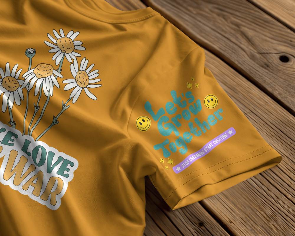 Blank White Round Neck T Shirt Mockup Without People Short Sleeve Close Up On Wooden Surface Wrinkled Fabric Texture Natural Lighting Minimalist And Realistic Look 0851