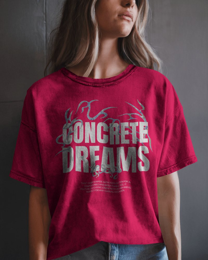 Acid Wash T Shirt Mockup Female Model Moody Lighting Vintage Streetwear Aesthetic Relaxed And Edgy Vibe 0858