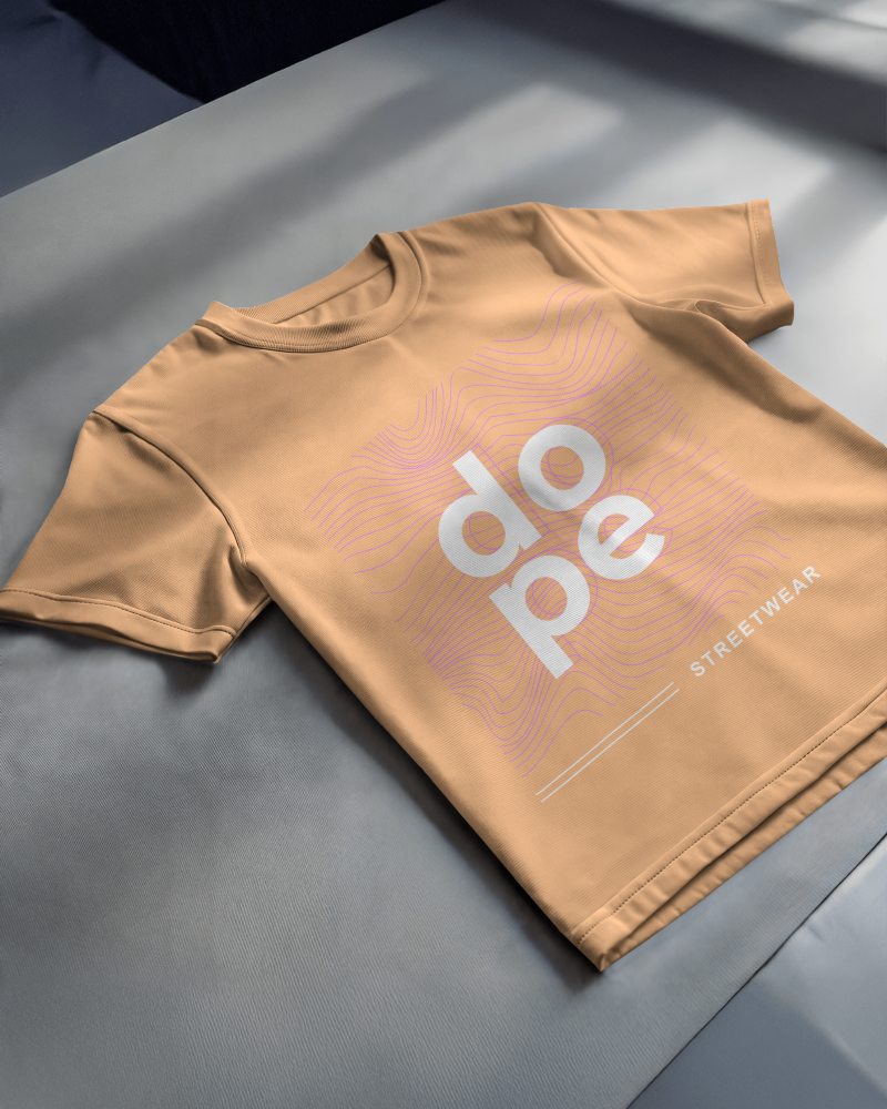 Angled Sleeve T Shirt Mockup On Soft Fabric Surface Natural Lighting And Subtle Wrinkles Minimal And Realistic Presentation 0886