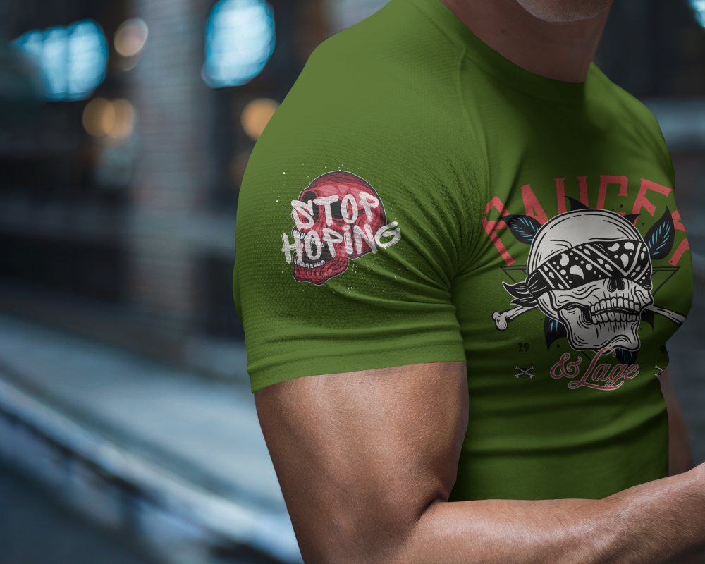 Urban Night Fit Blank White Athletic Tshirt Mockup Muscular Male Model Close Up On Arm And Chest Designs Moody City Background Bold And Sporty Style 0894