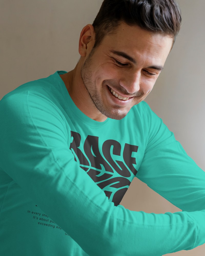 Smiling Male Model Long Sleeve T Shirt Mockup With Soft Light And Relaxed Casual Feel 0906