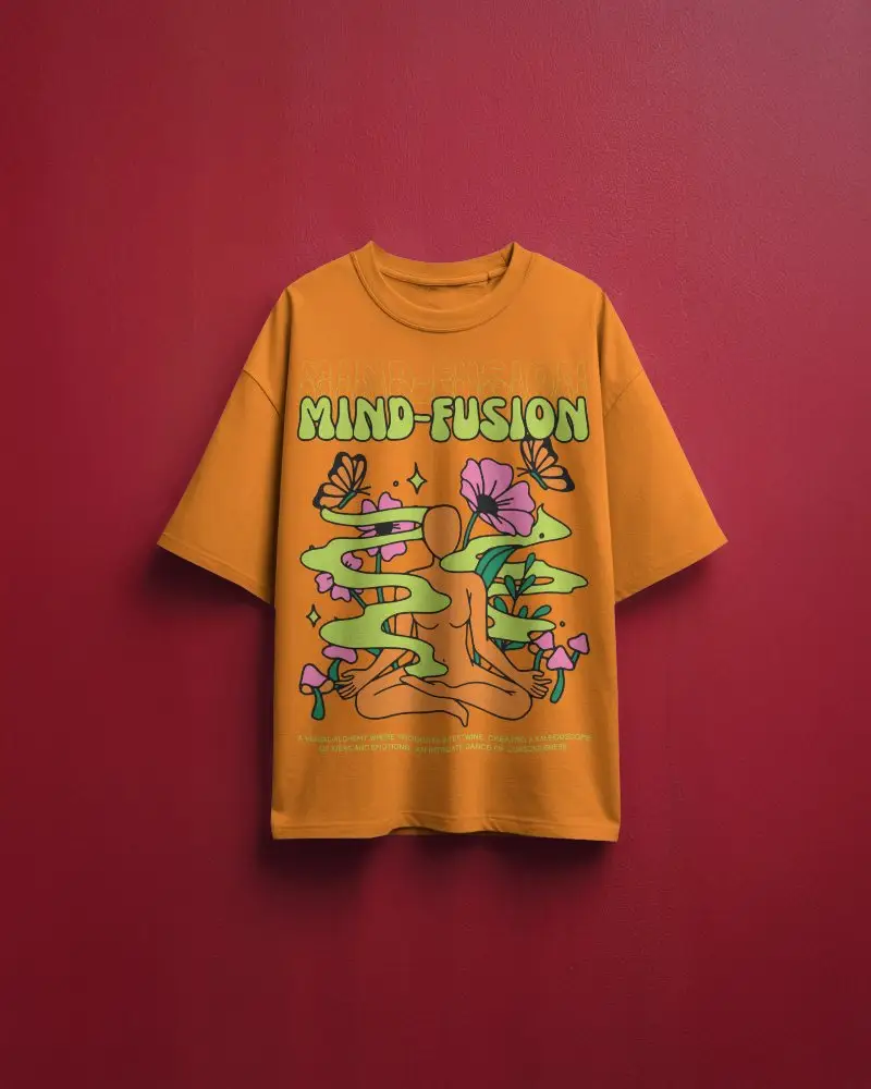 Front View Hanging T Shirt Mockup White Tee Against Deep Red Wall Clean And Eye Catching Presentation