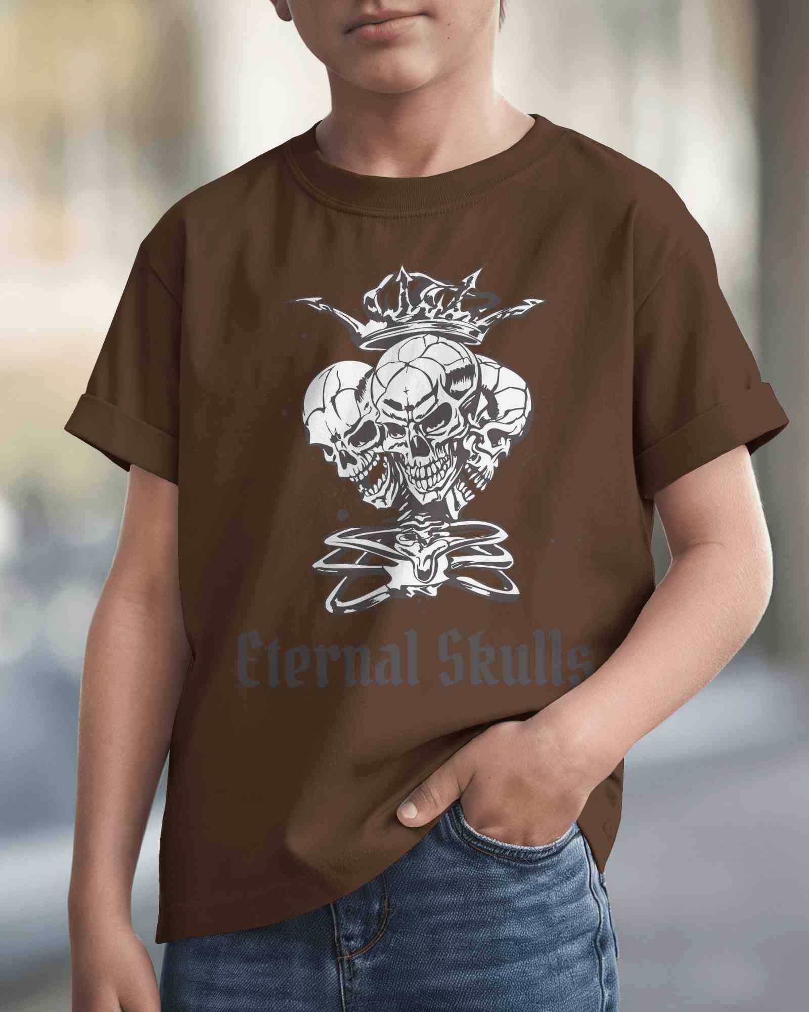Stylish Kid T Shirt Mockup Young Boy In Maroon Rolled Sleeve Tee With Dragon Design Hands In Pocket Modern And Trendy Look