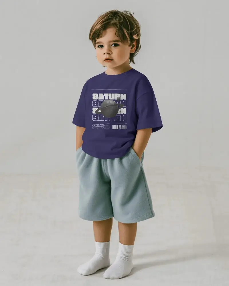 Kids Casual Tshirt Mockup With Relaxed Fit And Round Neck For Modern Styles