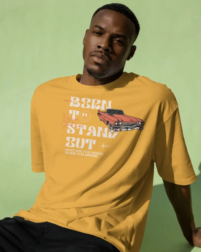 Casual Loose Fit Men Tshirt Mockup Modern Style Fashionable Apparel Photography