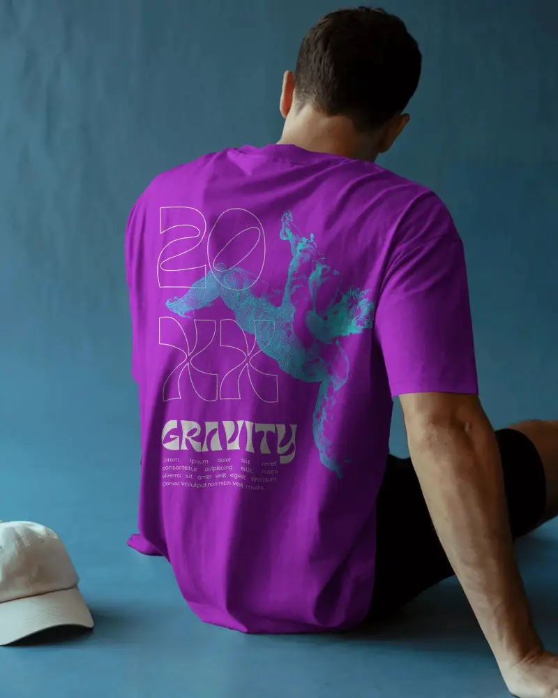 Comfortable Casual Men Tshirt Mockup Relaxed Studio Back View Fashion Apparel Mockup