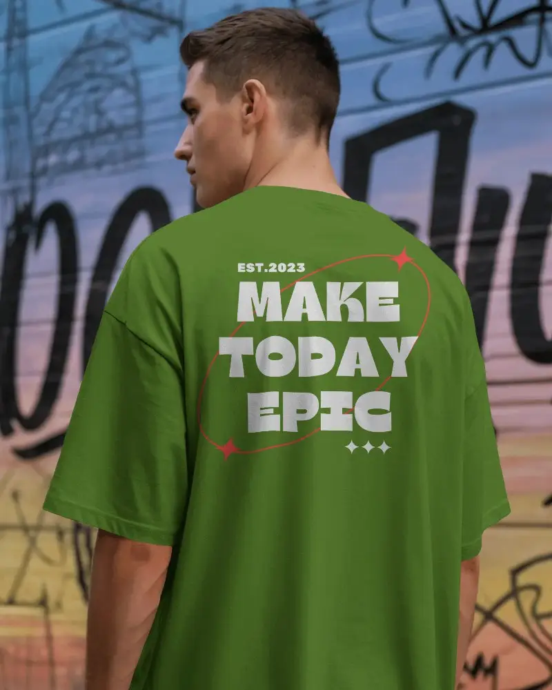 Customizable Relaxed Cut Mens Tshirt Mockup With Urban Street Art Scene Backdrop