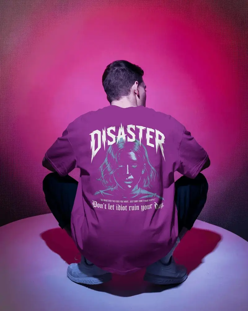 Modern Tshirt Mockup Backside View Male Model Squatting On Plain Studio Background