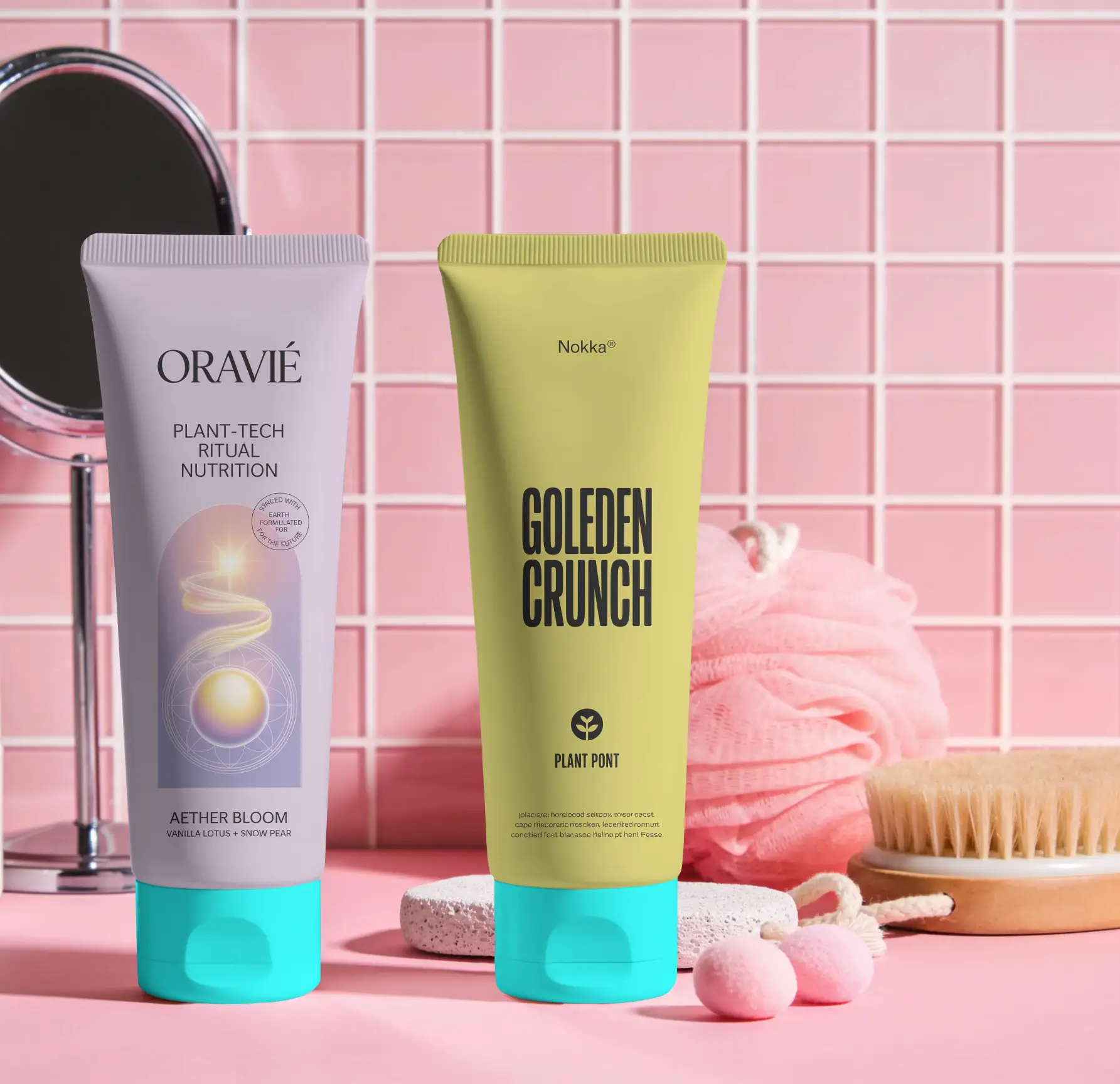 Facial Cleanser Tube Mockup With Spa Elements Cosmetic Product Packaging Picture