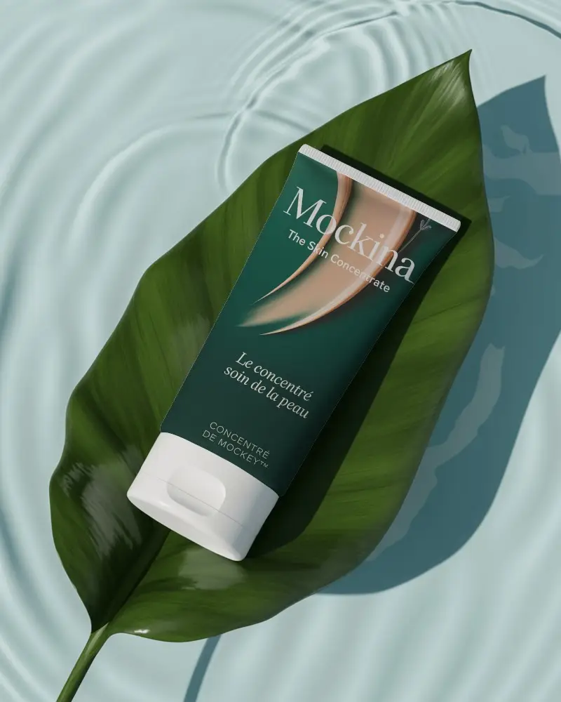 Natural Skin Care Tube Mockup With Leaf And Water Texture For Organic Product Display