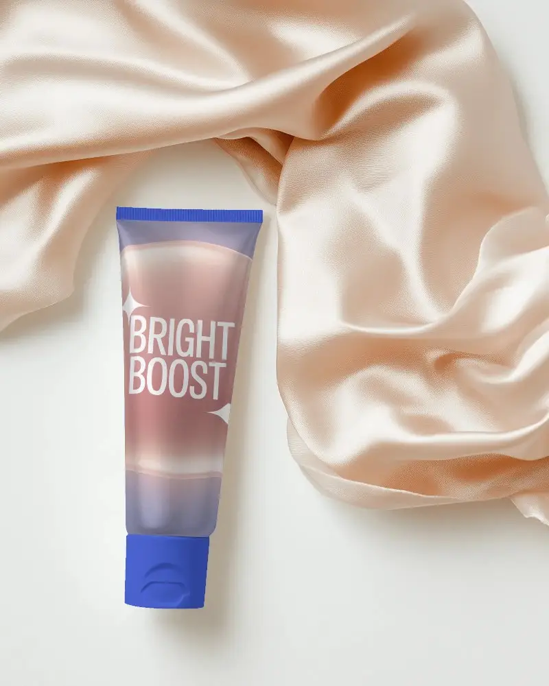 Sleek Tube Mockup With Satin Fabric For Luxury Skincare Product Packaging Design
