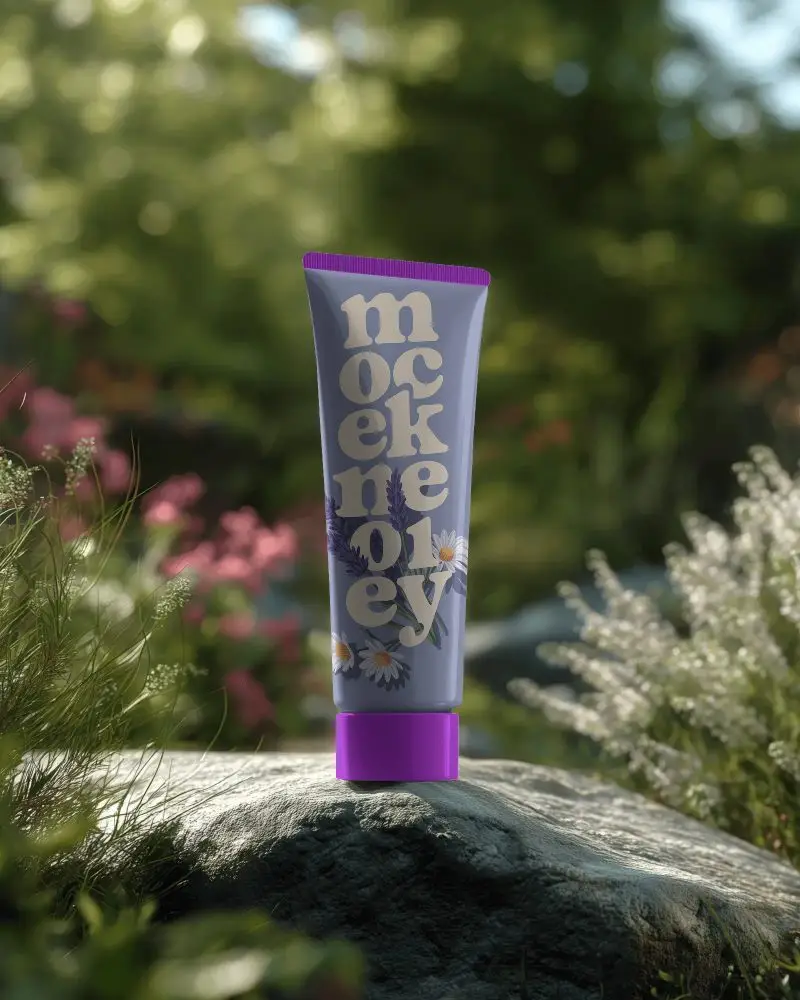 Sleek Tube Mockup For Cosmetic Cream Lotion Packaging With Natural Background