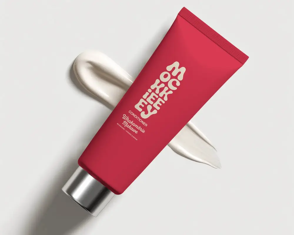 Tube Mockup With Creamy Texture For Skin Care Product Packaging Design