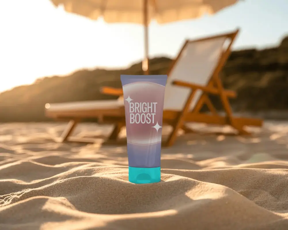 Beach Sand Tube Mockup Skin Care Product Standalone In Summer Vacation Setting