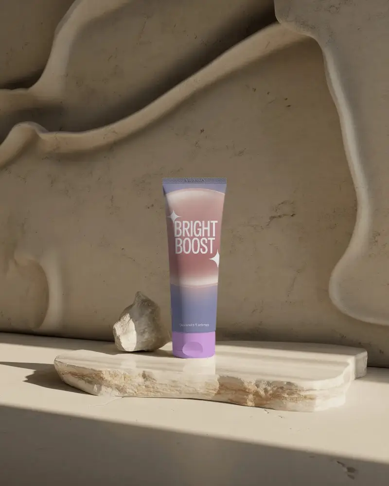 Professional Product Tube Mockup On Elegant Organic Material Platform