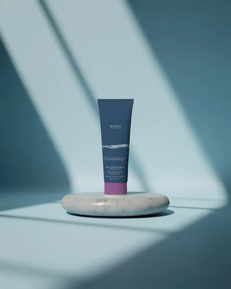 Sleek Cosmetic Tube Mockup Centered On Stone Tile With Natural Light Shadow Effects