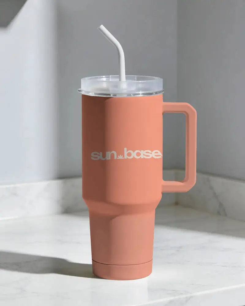 Durable Leakproof Tumbler Mockup With Convenient Handle Ideal For Camping Work Or Daily Commute