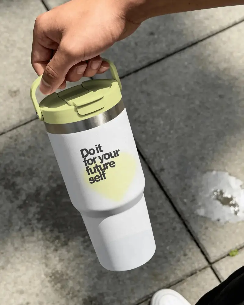 Insulated Travel Tumbler Mockup With Leakproof Lid And Portable Carry Handle For Outdoor Adventure