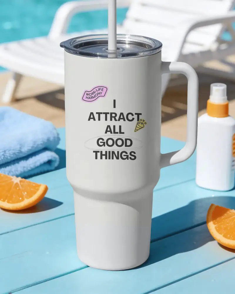 Durable Stainless Steel Tumbler Mockup With Easy Grip Handle For Hot Or Cold Beverages