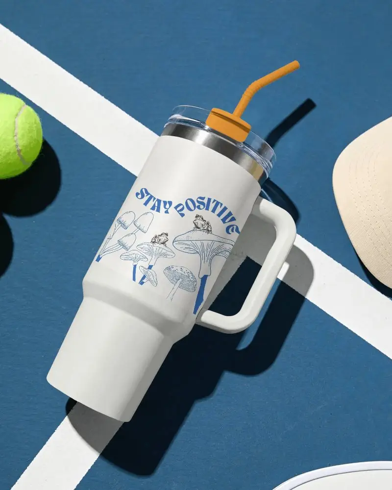 Insulated Stainless Steel Tumbler With Handle And Straw For Outdoor And Sports Activities