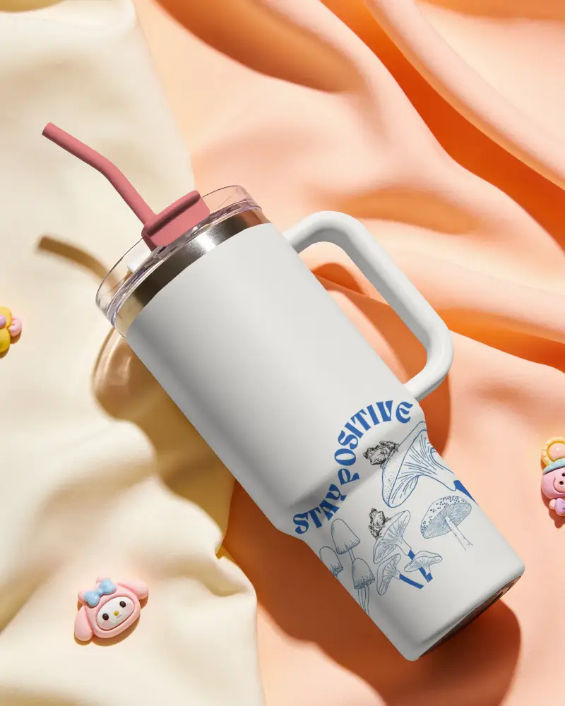 Oversized Travel Tumbler Mockup With Ergonomic Handle And Leakproof Lid For Outdoor Adventures
