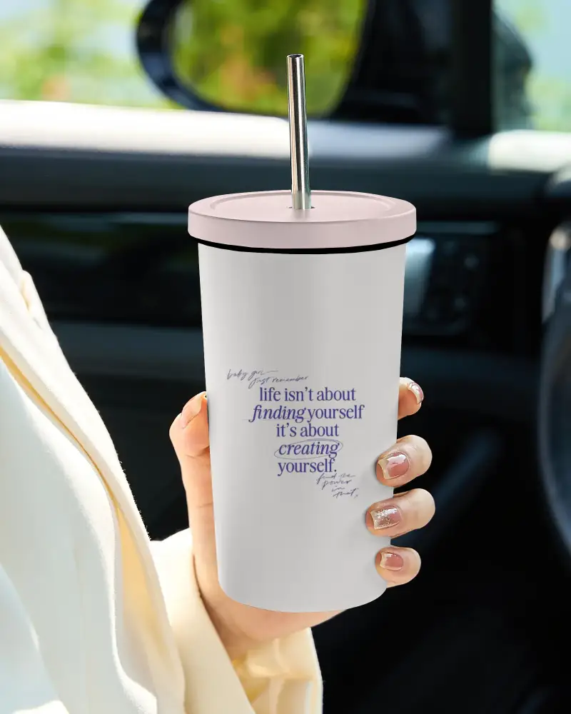 Insulated Tumbler Mockup With Spill Resistant Lid And Sturdy Straw For Everyday Use