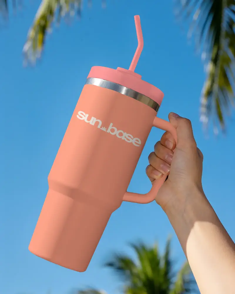 Large Capacity Stainless Steel Tumbler Mockup With Easy Grip Handle Ideal For Hot Or Cold Beverages