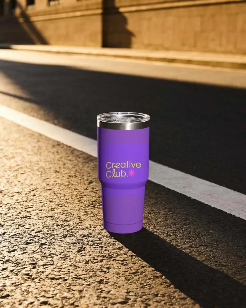 Stainless Steel Travel Tumbler Mockup With Leakproof Lid For Hot And Cold Beverages On The Go
