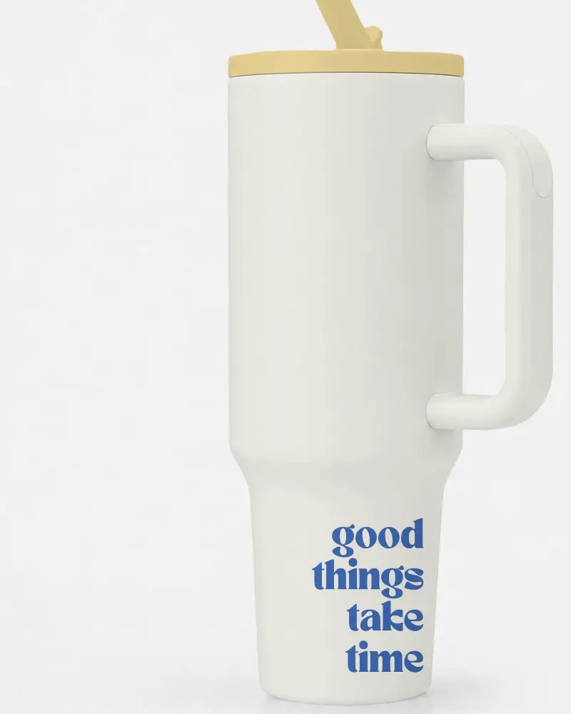 Stylish Customizable Tumbler Mockup With Handle For Personalized Drinkware Designs