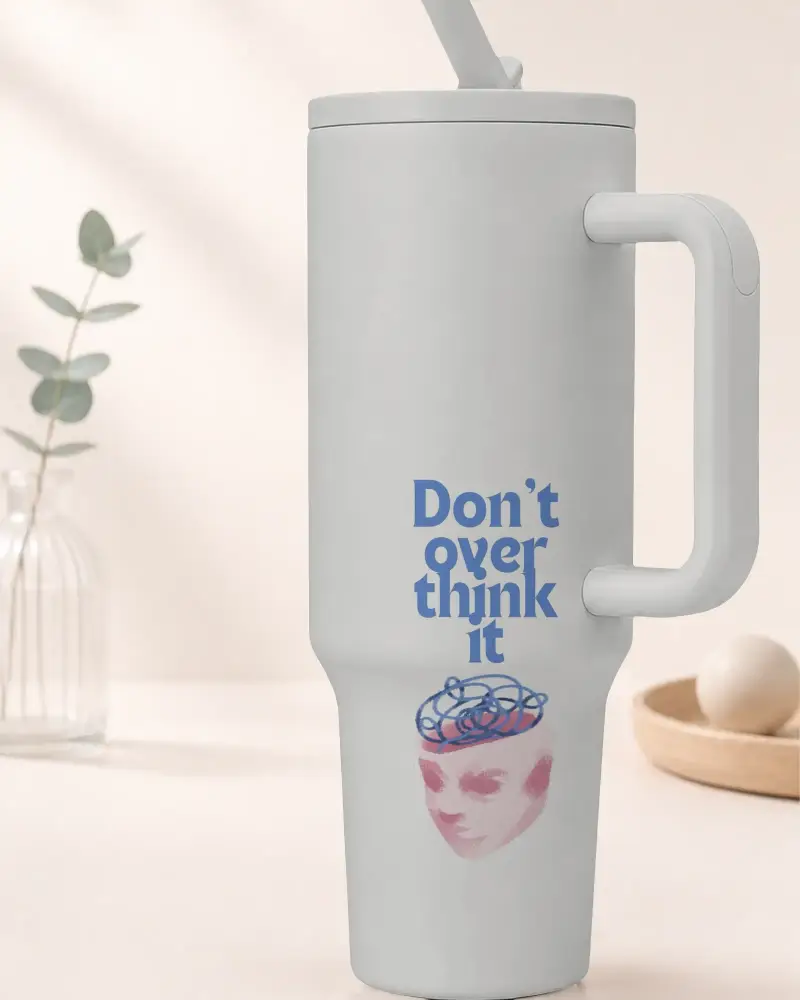 Insulated Travel Tumbler Mockup With Large Handle For Easy Carry And Leakproof Lid Design