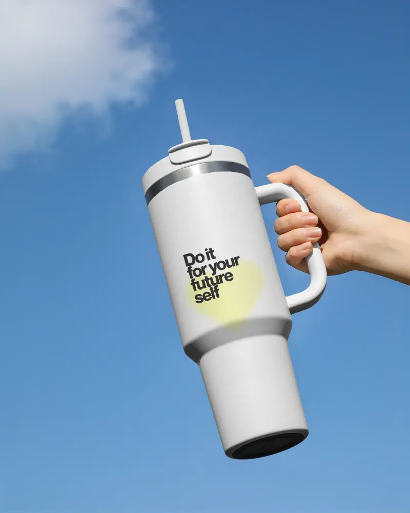 Durable Portable Tumbler Mockup With Easy Grip Handle And Spill Proof Lid Design