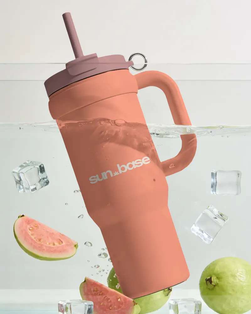 Insulated Durable Leakproof Tumbler Mockup Handle And Straw Perfect For Outdoor Adventures