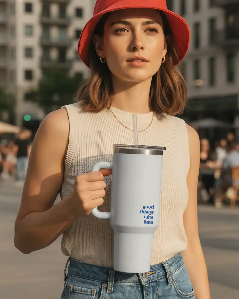 Insulated Large Capacity Tumbler Mockup With Straw And Leakproof Lid For All Day Hydration
