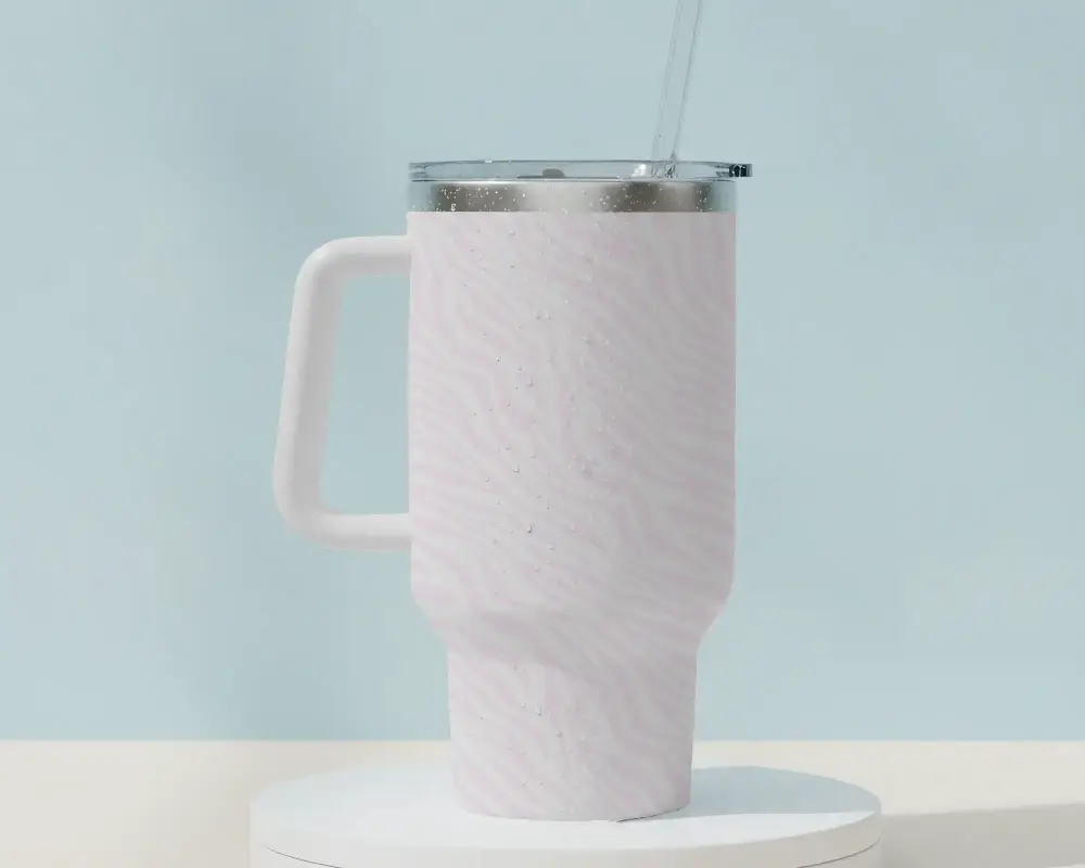 Stainless Steel Large Handle Insulated Tumbler Mockup For Hot And Cold Beverages Mockup