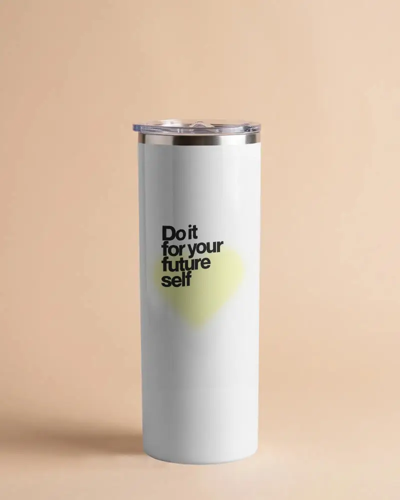 Stainless Steel Travel Tumbler Mockup With Transparent Lid Vacuum Sealed Cup Design
