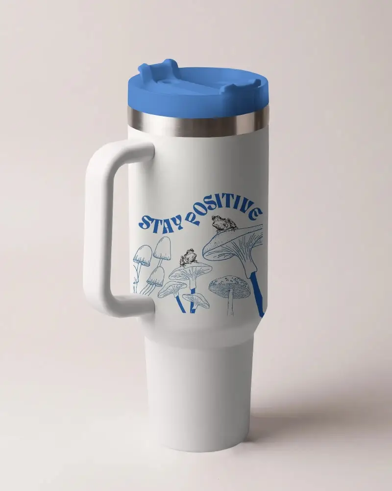 Large Capacity Stainless Steel Tumbler Mockup With Leakproof Lid And Ergonomic Handle