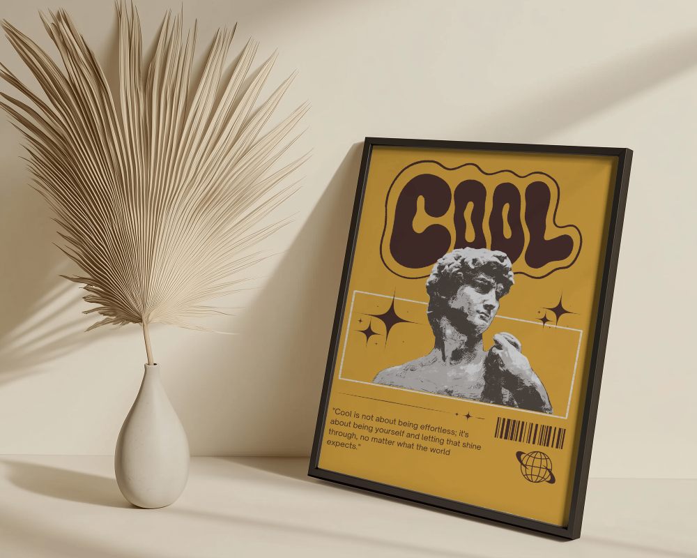 Black Photo Frame Mockup With Dried Palm Leaf And Vase