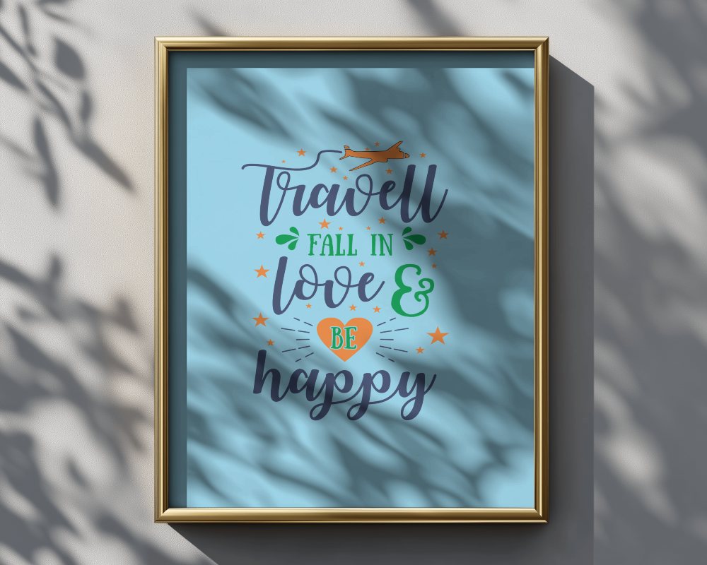 Golden Photo Frame Mockup With Tree Shadows On Wall