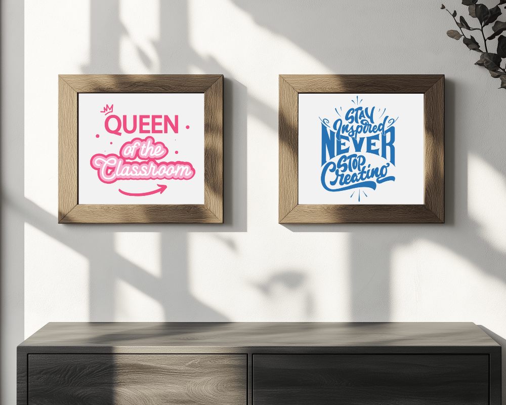 Double Square Wooden Frame Mockup Natural Light Shadow Effect Rustic Decor