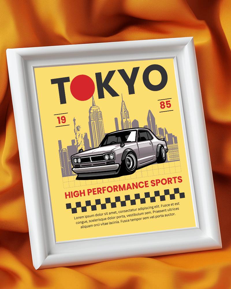 Angled Frame Mockup With Satin Drapes And Clean White Frame Design