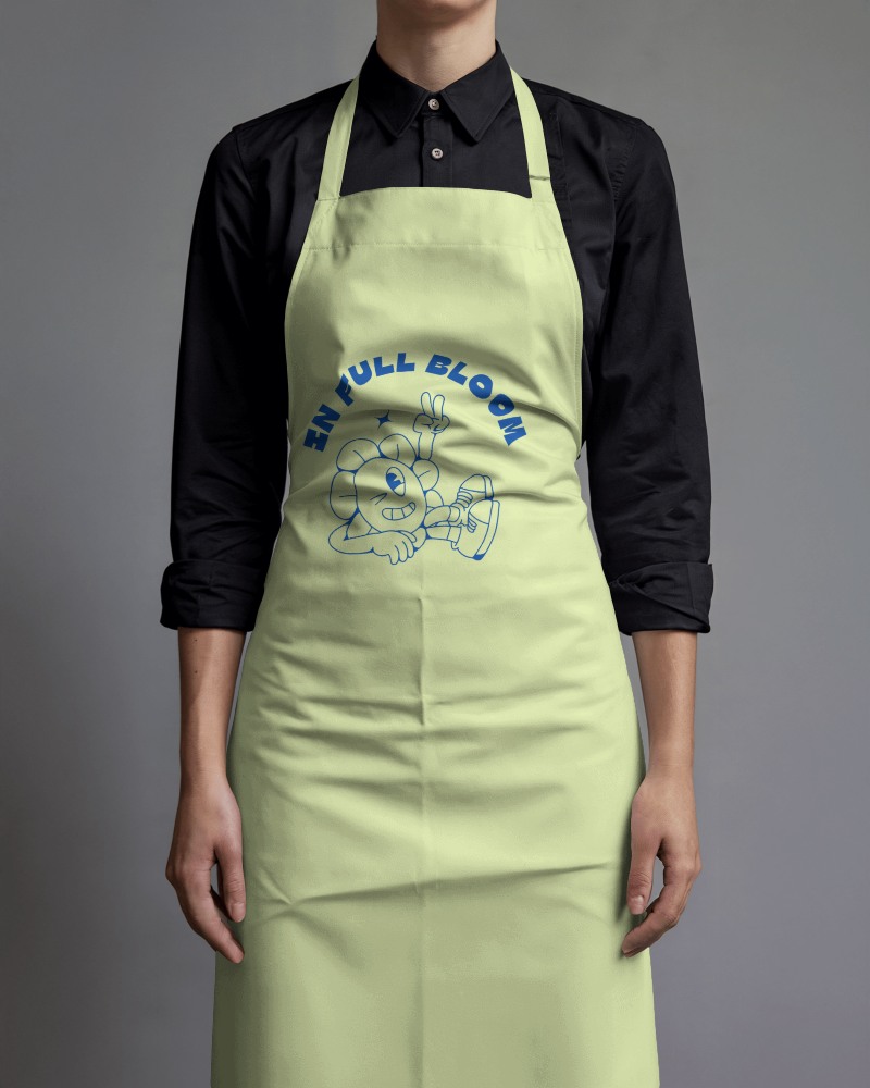 Full Length Apron Mockup Woman With Graphical Design