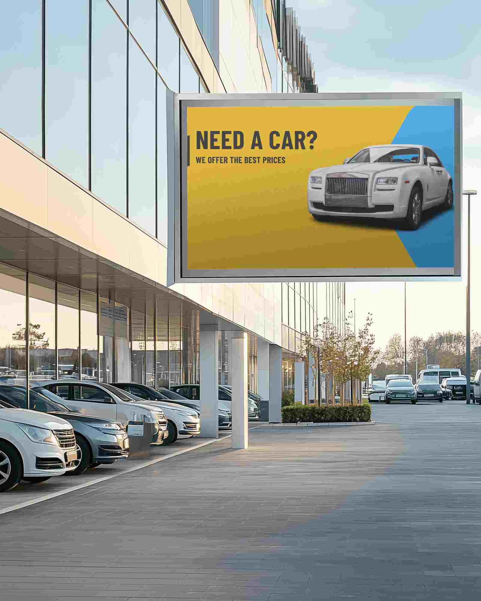 Professional Business Banner Mockup High Quality Promotional Display On Glass Structure