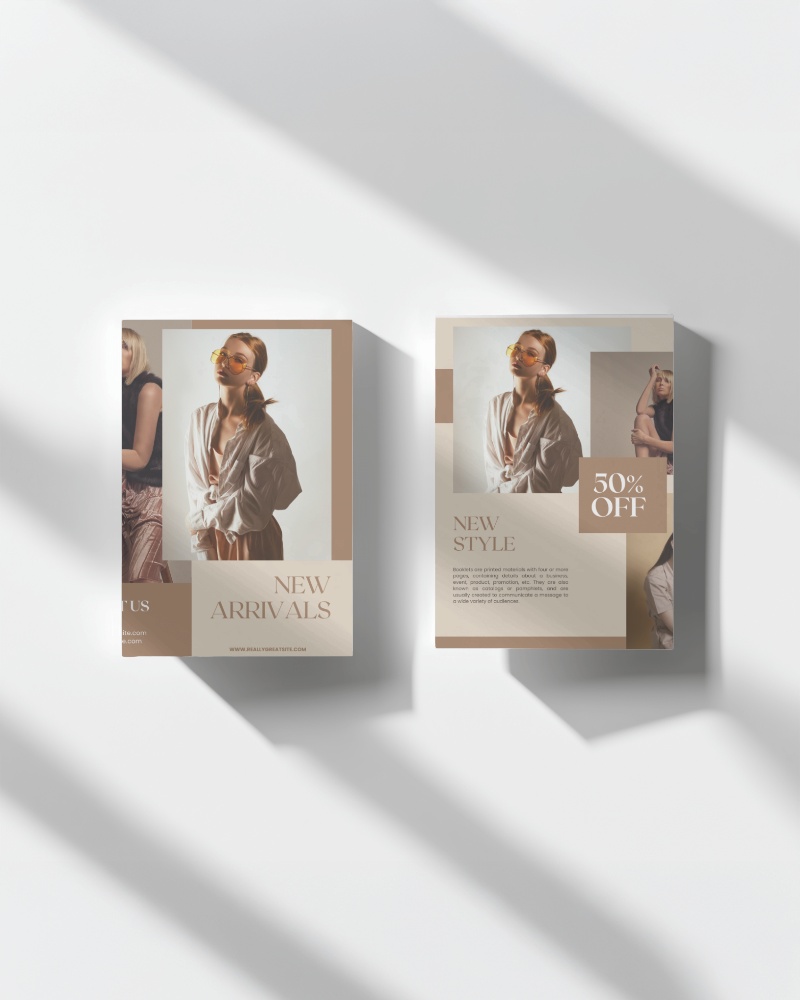 Dual Brochure Mockup With Shadows On Bright White Surface