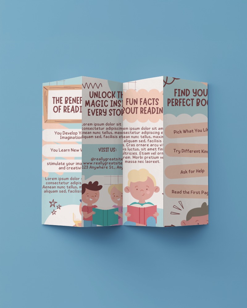 Blue Themed Brochure Mockup With Space For Custom Artwork