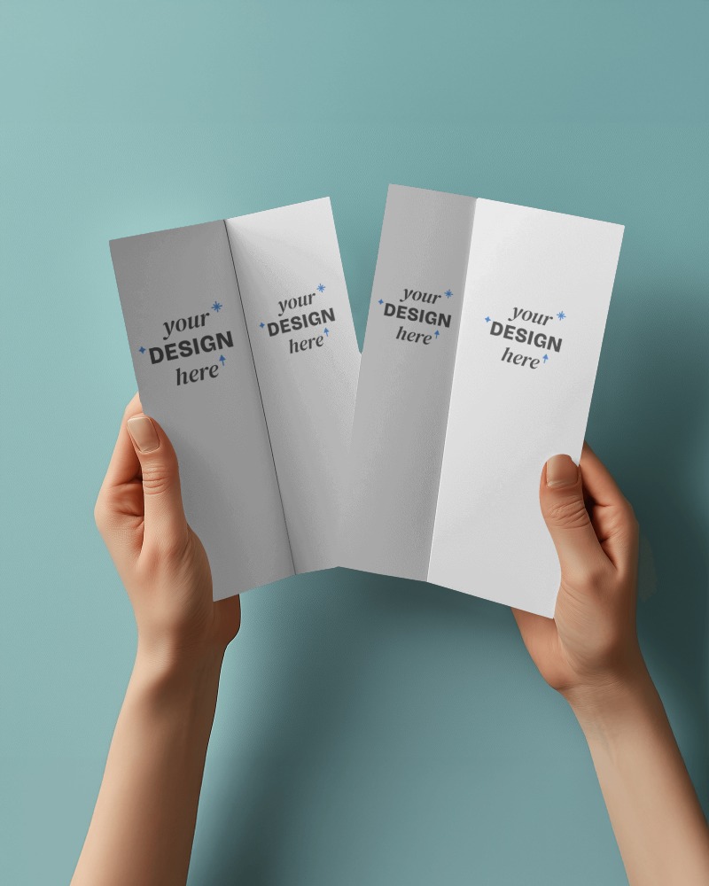 Hands Holding Travel Brochure Mockup With Japan Destination Features