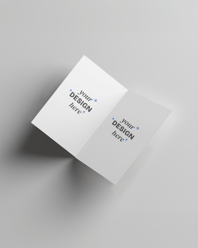 Brochure On Gray Surface Mockup Your Artwork Here On A Brochure With Realistic Shadow