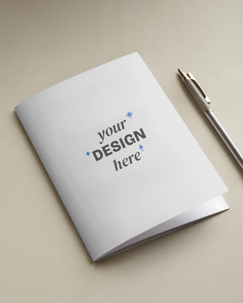 Cream Background Brochure Mockup Silver Pen Included Ideal For Professional Designs